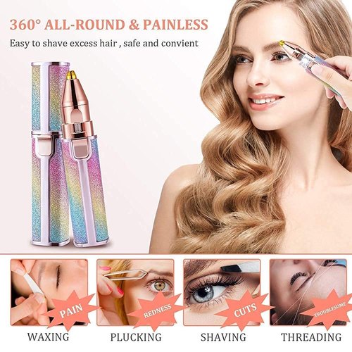 2-in-1 Rechargeable Flawless Hair Remover – Painless Facial & Eyebrow Trimmer for Women