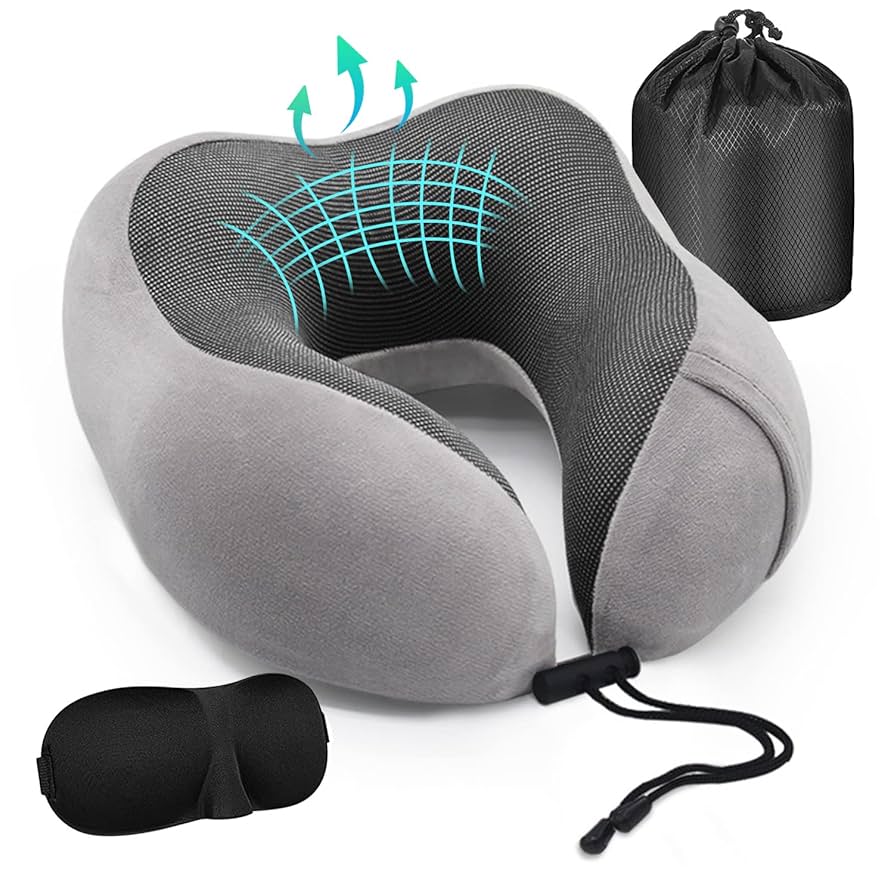 U-Shape Memory Foam Neck Pillow – Travel Pillow with Neck & Head Support