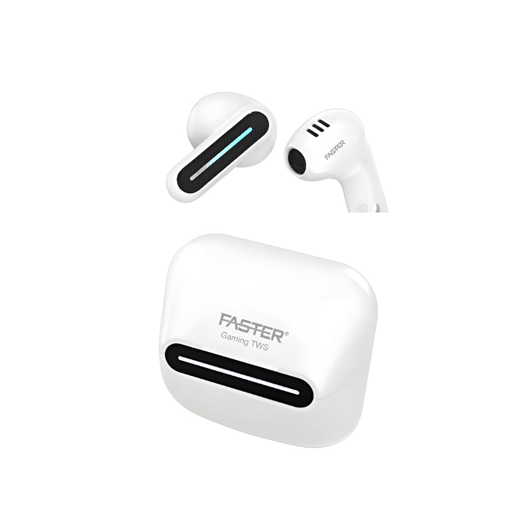 Faster TG550 TWS Earbuds – Delta Shape, Bluetooth 5.3, 31–40 ms Gaming Mode, ENC