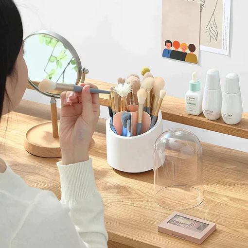 360° Rotating Makeup Brush Organizer