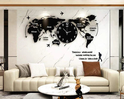 World Map Clock (90x50 Inch – 12141) – Modern Wall Art & Timepiece
