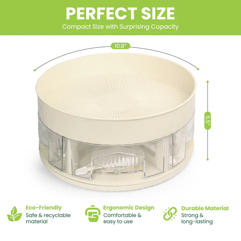 Rotating Spice Rack Organizer – Compact 360° Turntable with Spice Jars