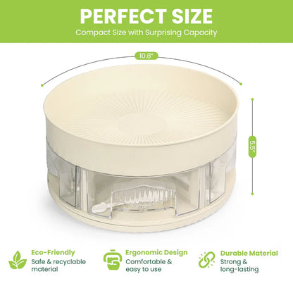 Rotating Spice Rack Organizer – Compact 360° Turntable with Spice Jars