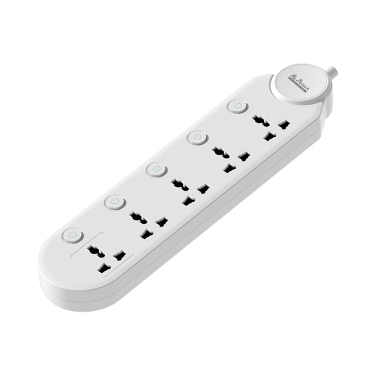 Aqua Extension‑105 5‑Way Extension Lead – 3 m Cable, Individual Switches & Overload Protection