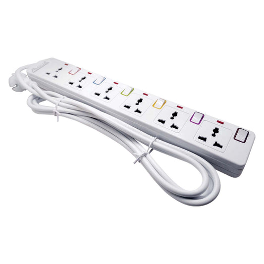 Aqua Extension‑106 – 6‑Way Extension Lead with Individual Switches & 3 m Cord