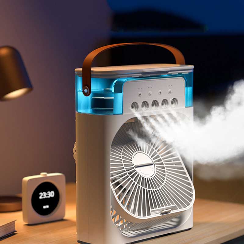 Mini Desktop Cooler – USB Powered with Spray & Lights