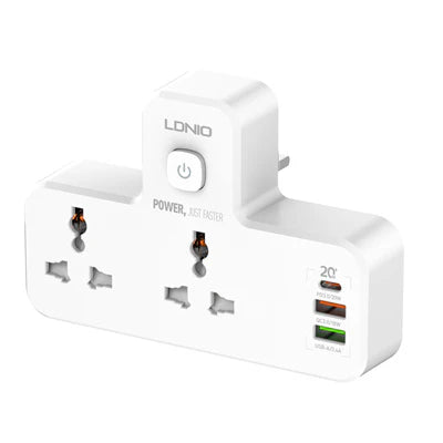 LDNIO SC2311 – 2‑Socket Power Strip + 3 USB Ports (20 W PD)