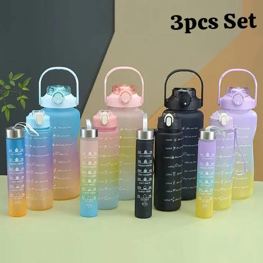 Set of 3 Gradient Water Bottles – Large & Motivational
