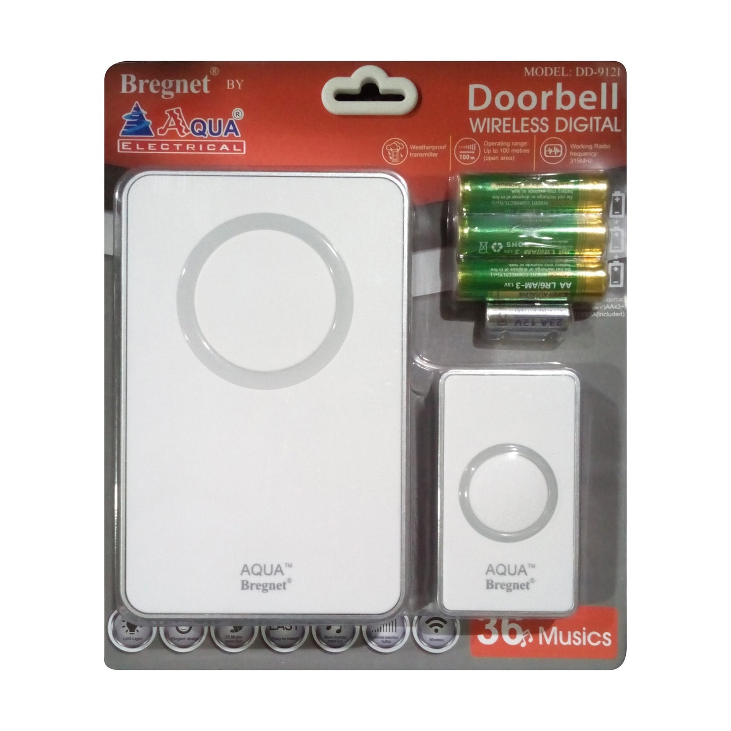 AQUA Wireless Door Bell 9121 – Waterproof, Easy Installation, Long Range
