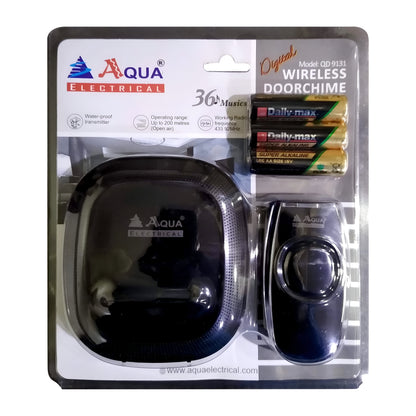 Aqua Wireless Door Chime 9131 – Black, 36 Tunes, 200M Range