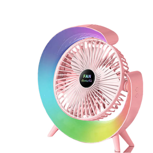 Silent Portable Fan with Intelligent RGB Color Lighting