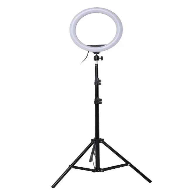 Riva 26cm LED Ring Light with 7ft Tripod – 3 Light Modes, USB Powered, Dimmable for Makeup, Vlogging, and Live Streaming