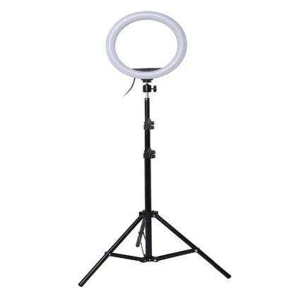 Riva 26cm LED Ring Light with 7ft Tripod – 3 Light Modes, USB Powered, Dimmable for Makeup, Vlogging, and Live Streaming