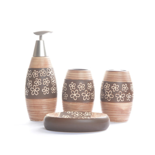 Modern Ceramic Bathroom Essentials – 4-Piece Set