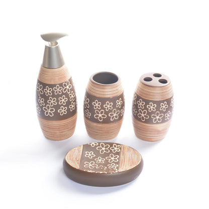 Modern Ceramic Bathroom Essentials – 4-Piece Set