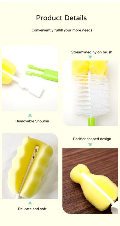 Baby Bottle & Teat Brush Set – Multi-Head Cleaning Kit