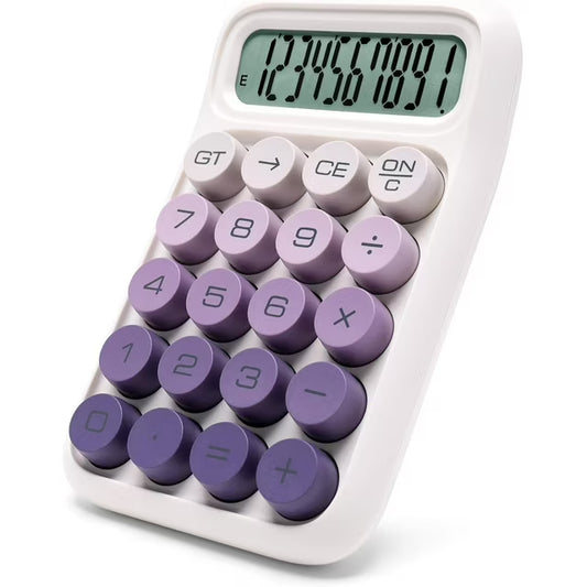 Mechanical Switch Calculator – 12 Digits, Purple Gradient, Big Buttons, Aesthetic Design