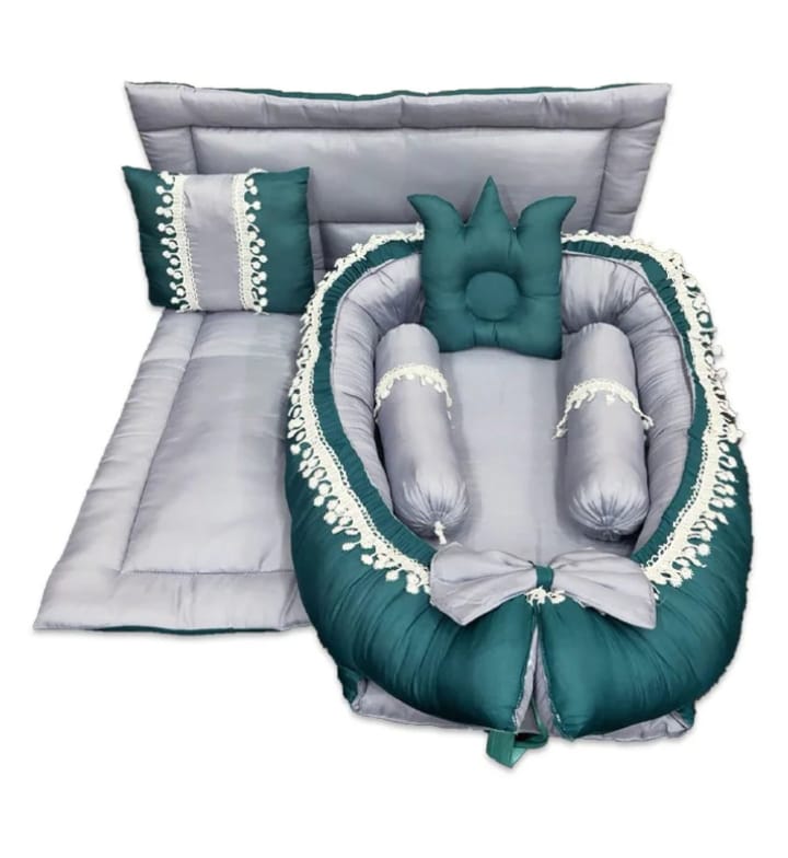 6-Piece Sea Green Baby Bed Set – Soft & Comfortable Bedding for Infants