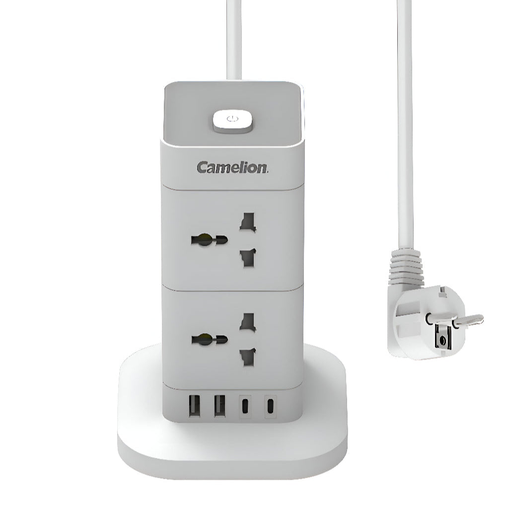 Camelion CMS‑308 – 8‑Outlet Power Strip with 4 USB & 3 m Cable