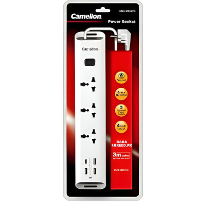 Camelion CMS‑M904UC – 3‑Outlet Power Strip with USB‑C & 3 m Cable