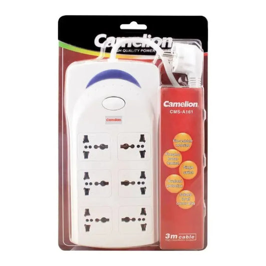 Camelion CMS‑161 Extension Socket – 6‑Outlet Power Strip with 3 m Cord