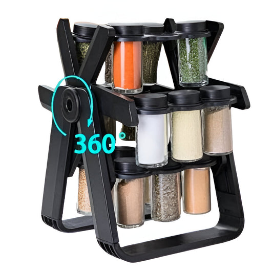 18-Jar Ferris Wheel Spice Rack – 360° Rotating Kitchen Organizer