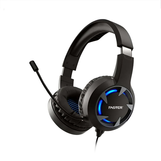 Faster Blubolt BG‑100 Gaming Headset – 40 mm Drivers, Surround Sound & Noise‑Cancelling Mic (Black)