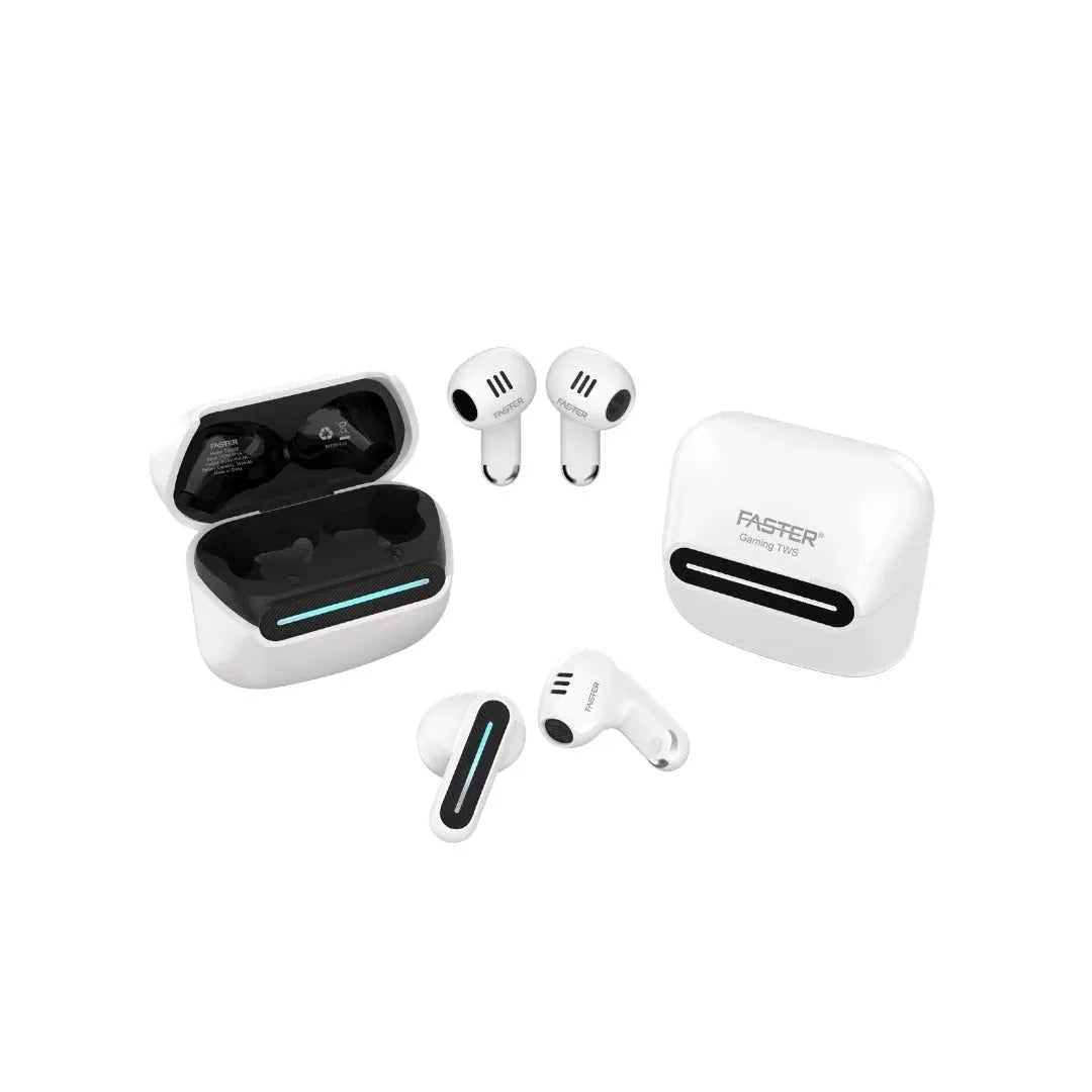 Faster TG550 TWS Earbuds – Delta Shape, Bluetooth 5.3, 31–40 ms Gaming Mode, ENC