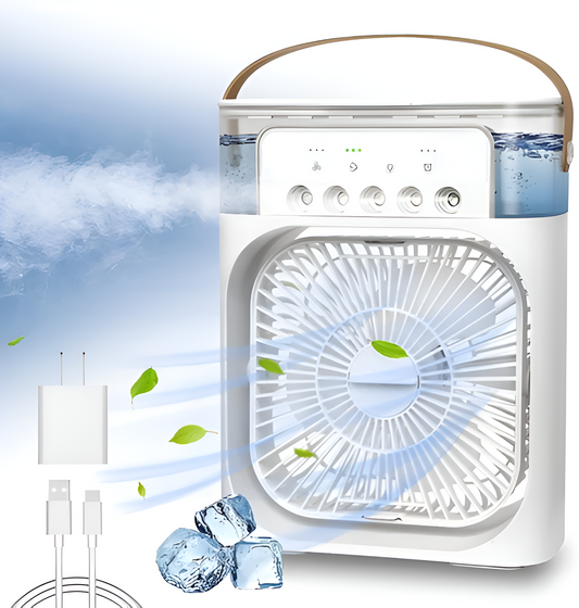 Mini Desktop Cooler – USB Powered with Spray & Lights