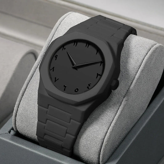Black Arabic Aura Men’s Fiber Watch – Elegant & Stylish