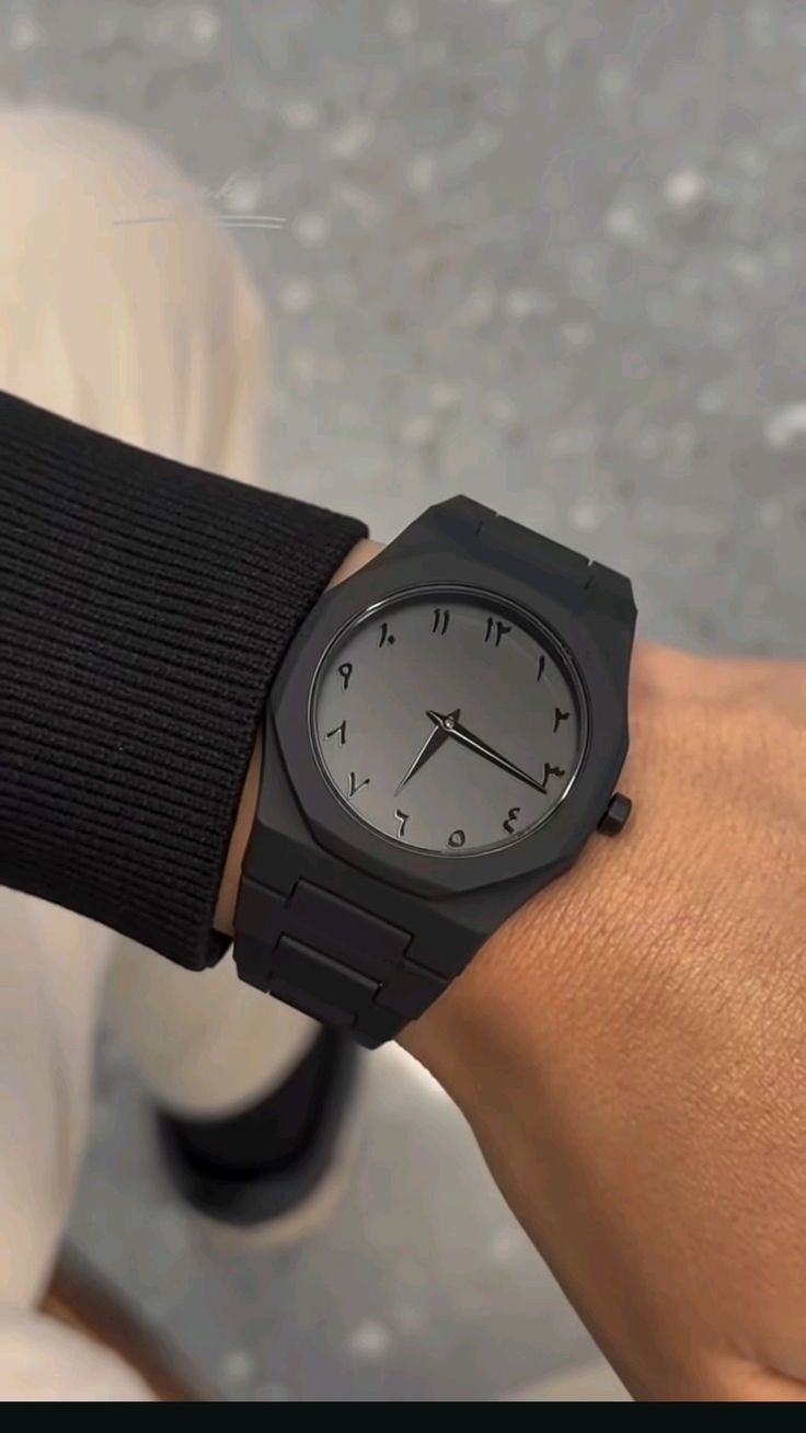 Black Arabic Aura Men’s Fiber Watch – Elegant & Stylish