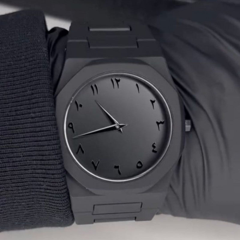 Black Arabic Aura Men’s Fiber Watch – Elegant & Stylish