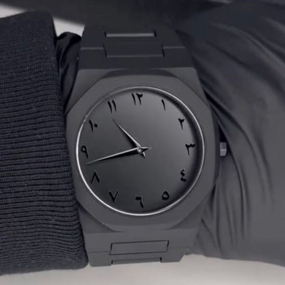 Black Arabic Aura Men’s Fiber Watch – Elegant & Stylish