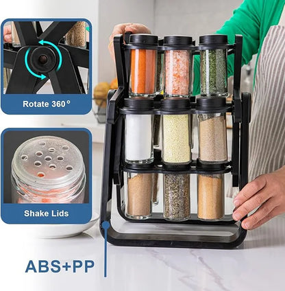 18-Jar Ferris Wheel Spice Rack – 360° Rotating Kitchen Organizer
