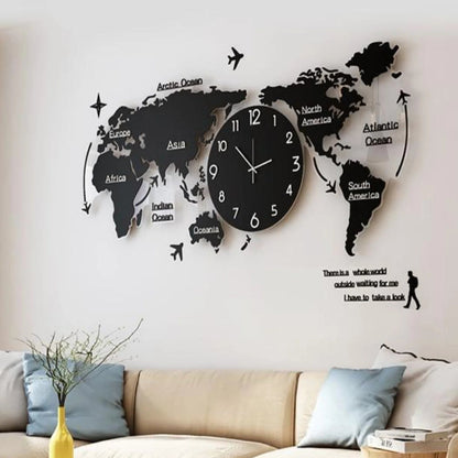 World Map Clock (90x50 Inch – 12141) – Modern Wall Art & Timepiece